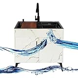 Mobiles Küche Spültisch Gewerbliche Küchenspüle 1 Becken Außenbereich Spülbecken mit Heiß-Kalt-Wasserhahn Spüle mit Unterschrank für Küche Werkstatt Bauernhaus Verpflegung. (Color : Pull Faucet, Siz
