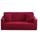 CXYKN Samt-Plüsch-Sofabezug, weicher Stretch-Sofa-Schonbezug, Dicker, Rutschfester Möbelschutz, elastische Unterseite, Sofa-Schonbezug für Wohnzimmer, 1-Sitzer, 2-Sitzer, 3-Sitzer-rot-4-Sitzer