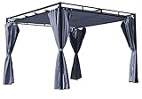 QUICK STAR Ersatzdach für Flachdach Pergola Firenze 3x3 Meter Grau Pavillon Ersatzbezug