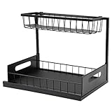 MISNODE Unterspülen-Organizer, Schrank-Organizer, Waschbecken-Regal, Schrank-Aufbewahrungsregale, 2 Ebenen, Tragkraft: 22,7 Kg, Vielseitig Einsetzbar, Ausziehbarer Schrank-Organizer für Küche, Badezim