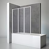 Schulte D1300 01 01 Duschwand Well, 127 x 140 cm, 3-teilig faltbar, Kunstglas Softline hell mit Tropfen-Dekor, alu-natur, Duschabtrennung für Wanne