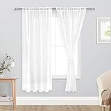 DWCN Sheer Voile Vorhang Transparente Gardine Stangendurchzug 2 Stücke Fensterschal für Wohnzimmer, Babyroom，Schlafzimmer, Rod Pocket, Weiß, 175x140(HxB)