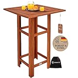 Casaria® Stehtisch Holz 110 cm Hoch 75 x 75 cm Eckig Massiv Rustikal Indoor Outdoor Bistrotisch Biertisch Gartentisch Klapptisch Partytisch Bartisch