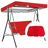 HSGAV Ersatzdach Gartenschaukel, UV-Schutz Dach für Hollywoodschaukel 2-3 Sitzer, Dachplane & Erastzbezug für Schaukel, Sitzbezug für Gartenstühle(Size:142x120x18cm/55.9x47.2x7.1,Color:Rot)