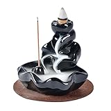 YYW Backflow Incense Burner, Handmade Waterfall Backflow , Holder for Home Office Bedroom Yoga Decoration with 10 Pcs Free Cones (Lotus Leaf)