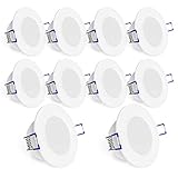 linovum WEEVO IP44 LED Einbauleuchten 10er Set extra flach - Downlight in warmweiß 2700K 5W für Bad, Küche, Möbel oder außen