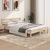 LEDAMP Bettgestell Massivholz Kiefer 135x190 cm 4FT6 Doppelbett, Material: Kiefer massiv (unbehandelt)