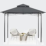 ABCCANOPY 2.5x2.5m Patio Pavillon für Patios Doppeldachweichdach Garten Hinterhof-Pavillon für Schatten und Regen,Dunkelgrau