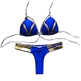 JUTOO Bikini High Waist Damen, Bikini Durchbräunend Bügel BH Damen Set Bauch Weg Women Bikini Set Hot Sport Swimwear Push-Up Padded Swimsuit Jumpsuit Sexy Durchbräunende Pikini Shorts (L, Blau)