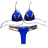 JUTOO Bikini High Waist Damen, Bikini Durchbräunend Bügel BH Damen Set Bauch Weg Women Bikini Set Hot Sport Swimwear Push-Up Padded Swimsuit Jumpsuit Sexy Durchbräunende Pikini Shorts (L, Blau)