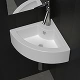 BULANED Waschbecken mit Überlauf, Aufsatzwaschbecken, Bathroom Sink, Waschtisch, Ablaufgarnitur, Aufsatzbecken, 45 x 32 x 12,5 cm Weiß