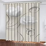 Vorhang Blickdicht 3D Kreative Weiße Blumen Muster Ösenschal 2Er Set H 230 X B 330 cm Fenster Gardinen Mit Ösen Verdunkelungsvorhang Wohnzimmer Kinderzimmer Schlafzimmer Thermovorhang Schallschutz