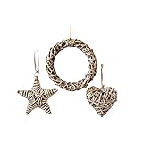 OSALADI 3 Stück Decoraciones para Salas De Casa Weidenkranz Sternrebenkranz Gewebte Wandbehänge Frühlings-Fling-Dekorationen Frühlingskranz Zuhause Hängende Verzierung Rattan Party