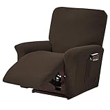 TOPCHANCES Ruhesessel Bezüge, Stretch Relaxsessel Bezug, Jacquard Sesselbezug, Sesselschoner für Fernsehsessel, Recliner Sesse（Braun）