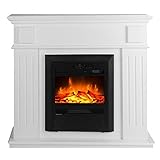 GLOW FIRE Helios Elektrokamin mit Heizung, Wandkamin und Standkamin mit LED | Künstliches Feuer mit zuschaltbarem Heizlüfter: 750/1500 W | Fernbedienung, Dimmer, Kaminsims, Weiß…