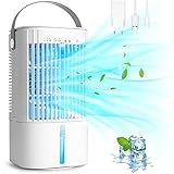 Mobile Klimaanlage, TedGem Mobiles Klimageräte, Tragbarer Luftkühler, Mini-Luftkühler, 3 Windgeschwindigkeiten, 1000ML Wassertank, 7 Farben Licht, 2 Sprühfunktion, 2/4H Timer, für Zimmer, Büro