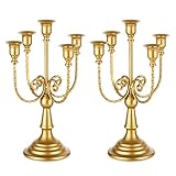 Romadedi kerzenleuchter 5-armig Kerzenständer Gold - 2er Set Vintage Metall Kerzenhalter für Stabkerzen Kerzen Hochzeit Party Weihnachten Tischdeko Kaminkonsole Tisch Deko Wohnzimmer
