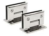 2 Stück robuster 90° Edelstahl Badezimmer Clip, rahmenloses Glastürscharnier Duschzubehör, fester Glasschrank Vitrine (spiegel-glänzend)