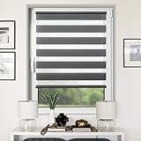 Doppelrollo Klemmfix ohne Bohren 55x130cm(Stoffbreite 55cm) Anthrazit Rollos für Fenster ohne Bohren Blickdicht, Fensterrollo innen kettenzug, Klemmrollo Lichtdurchlässig und Verdunkelnd