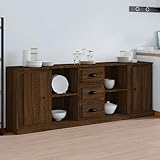 Tidyard Sideboards 3 STK. Aufbewahrungsschrank Lagerschrank Kommode Highboard Mehrzweckschrank Standschrank Beistellschrank Schrank für Wohnzimmer, Braun Eichen-Optik Holzwerkstoff