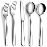 HAUSPROFI Edelstahl Besteck Set 6 Personen, 30 Teilig Essbesteck Set, Edelstahlbesteckset, Tafelbesteck Set inkl. Messer, Gabel, Löffel, Spiegelpoliert und Spülmaschinenfest