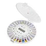 TabTime (mit deutscher Anleitung) Automatische Tablettendose mit 6 Alarmen pro Tag. Stabiler abschließbarer Deckel. Unentbehrlich für Alzheimer Demenz und ältere Menschen. Medikamentendosierer mit Alarm, Pillendose mit Alarm. Tablettendose mit Alarm.