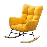 LEIYTFE Schaukelstuhl Gepolstert Moderner Loungesessel Innen Sessel Schaukelstuhl Für Kinderzimmer,Balkon Relaxsessel Für Erwachsene Glider Stuhl Für Schlafzimmer (Color : Yellow)