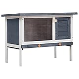 vidaXL Holz Kaninchenstall 1 Ebene Grau Kleintierhaus Hasenstall Kaninchen