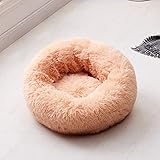 Katzenbett, rund, bequem, beruhigendes Hundebett für Katzen, beruhigendes Bett, Anti-Angst, Haus für Katzen, Fleece, Marshmallow, Katzenbett, Kissen, Aprikose, Außendurchmesser 70 cm, Russische