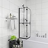 HOMIUSE Faltbare Duschkabine ESG Schwarz 100x140 cm Duschwand Klappbar Duschwand für Badewanne Duschwand Glas Badewannenaufsatz Duschabtrennung Badewannenfaltwand Klares Aussehen Elegant & Modisch