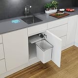VAUTH-SAGEL Envi SingleEinbau Mülleimer 15,5l mit Deckel für Küchen Unterschrank, Abfalleimer für Drehtüren, 15,5 Liter Kunststoff hellgrau
