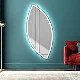FORAM Unregelmäßiger Form asymmetrischer Spiegel mit LED Beleuchtung 84x174 cm | Moderner Industrial Wanspiegel Beleuchtet Nach Maß | LPI222 | Wählen Sie Zubehör | Lichtspiegel Badezimmerspiegel