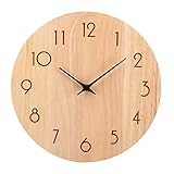 ACCSHINE Wanduhr Holz Eiche Wanduhr Ohne TickgeräUsche Lautlos 30cm Quarz Groß Wanduhr Wanduhr Einfach zu Lesen für Zimmer Zuhause KüChe Schlafzimmer BüRo Schule (Holzfarbe - Pfeilzeiger)