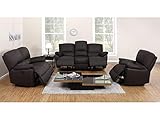 Vente-unique Relaxsofa Ledergarnitur elektrisch 3+2+1 - Braun - MARCIS