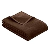 Ibena Porto Decke 150x200 cm – Baumwollmix weich, warm & waschbar, Kuscheldecke braun einfarbig