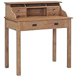 vidaXL Teak Massivholz Schreibtisch mit 6 Schubladen Fächern Computertisch PC Tisch Sekretär Bürotisch Arbeitstisch Büromöbel Holztisch 90x50x100 cm