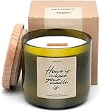 HAPPYSOY Duftkerze No. 4, 450g Sojawachs in hochwertig recyceltem Weinglas - mit Holzdeckel, Holzdocht - nachhaltiges Geschenk - brennt 90-100 Std - Home candle Dekokerze