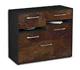 Lqliving Sideboard - Beistellschrank Daria, Korpus: anthrazit matt, Front: Industrie-Design Rost (92x79x35cm), inkl. Metall Griffen, Made in Germany