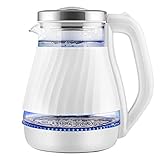 Wasserkocher 1,5 l Glas-Wasserkocher |Wasserkocher |Kabelloser Teekessel mit Heizung aus gebürstetem Edelstahl Present