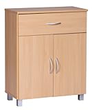 Wohnling Sideboard Buche WL1.335 60x75x30cm Kommode mit Schublade und Türen | Kleine Moderne Anrichte Braun | Design Holz Schrank | Allzweckschrank mit Griffen | Kleiner Flurschrank Schmal