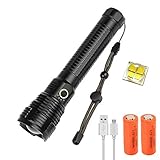 XHP70 LED Taschenlampe Wiederaufladbar Super Helle Leistungsstarke Taschenlampe, LUXNOVAQ 20000 Hohe Lumen Zoomable USB Taktische Taschenlampe Wasserdicht HandTaschenlampen Licht mit 2 Batterien & 5