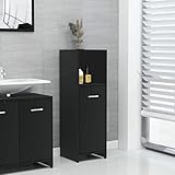 JUNZAI Badezimmerschrank, Badschrank, Badezimmer Möbel, Badmöbel Für Kleine Bäder, Kleiner Schrank, Schwarz 30x30x95 cm Spanplatte