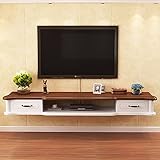 BICIBO Schwebender Fernsehschrank, Drahtloch-Design, Wandmontierter Fernsehschrank, Medienkonsole, schwimmender Schreibtisch, Aufbewahrungshütte, für Wohnzimmer/Weiß/140 cm