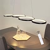 GBLY Pendellampe LED Pendellampe Dimmbar mit Fernbedienung Esstischlampe Esstisch Schwarz Hängelampe Ring 54W Höhenverstellbar Pendelleuchte für Wohnzimmer Büro Esszimmer Schlafzimmer Arbeitszimmer