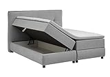 Atlantic Home Collection TILO Boxspringbett mit Bettkasten, 180x200 cm, Stoff, hellgrau, 180 x 200 cm