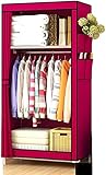 Tragbarer Kleiderschrank aus Stoff,Kleiderschrank,Kleiderschrank,Schlafzimmer,zusammenklappbar,einfach,für Kinder,einfacher Schlafsaal,Stoff,klein,einzeln zusammengebaut,160 x 45 x 70 cm,rot