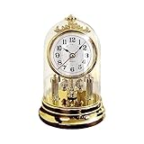 Weltbild Tischuhr Gold mit Glocke - Standuhr Nostalgisch Deko Vintage Wohnzimmer Uhr mit Haube Kleine Uhr zum Hinstellen als Kaminuhr Antik Drehpendeluhr Deko Home Table Clock