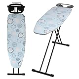 KADAX Bügelbrett, 120x38 cm klappbarer Bügeltisch, höhenverstellbarer Dampfbügeltisch, Dampfbügelbrett mit Antirutschfüßen, Tisch mit 8mm Schaumunterlage (Blau)