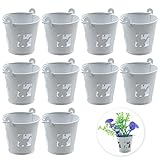 letuxaamz Mini Eimer Verzinkte mit Griffen - Kleine Metalleimer Kleine Metalleimer für Votivkerzen Schmuckstücke Mini Blumentopf Garten Container Gartenpflanzen Home Party Dekoration (10 Stück, Weiß)