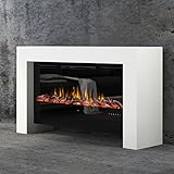 muenkel design Bridge - Elektrokamin Standkamin Kamin-Ofen - 1420 mm breit inkl. Paris 1150 Elektroeinsatz mit Heizfunktion – RAL Wunschfarbe
